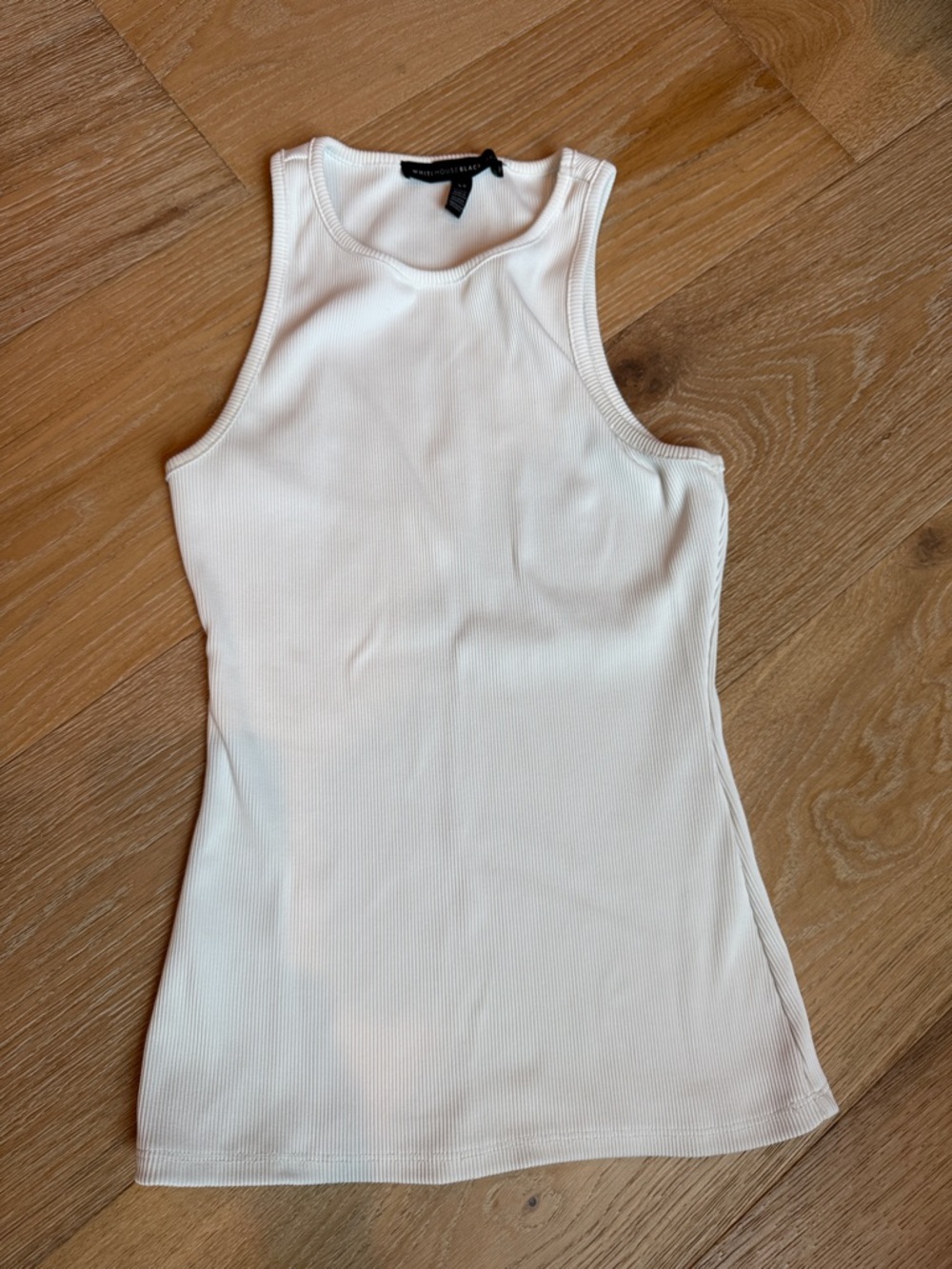 White House Black Market White Ribbed Spandex Tank